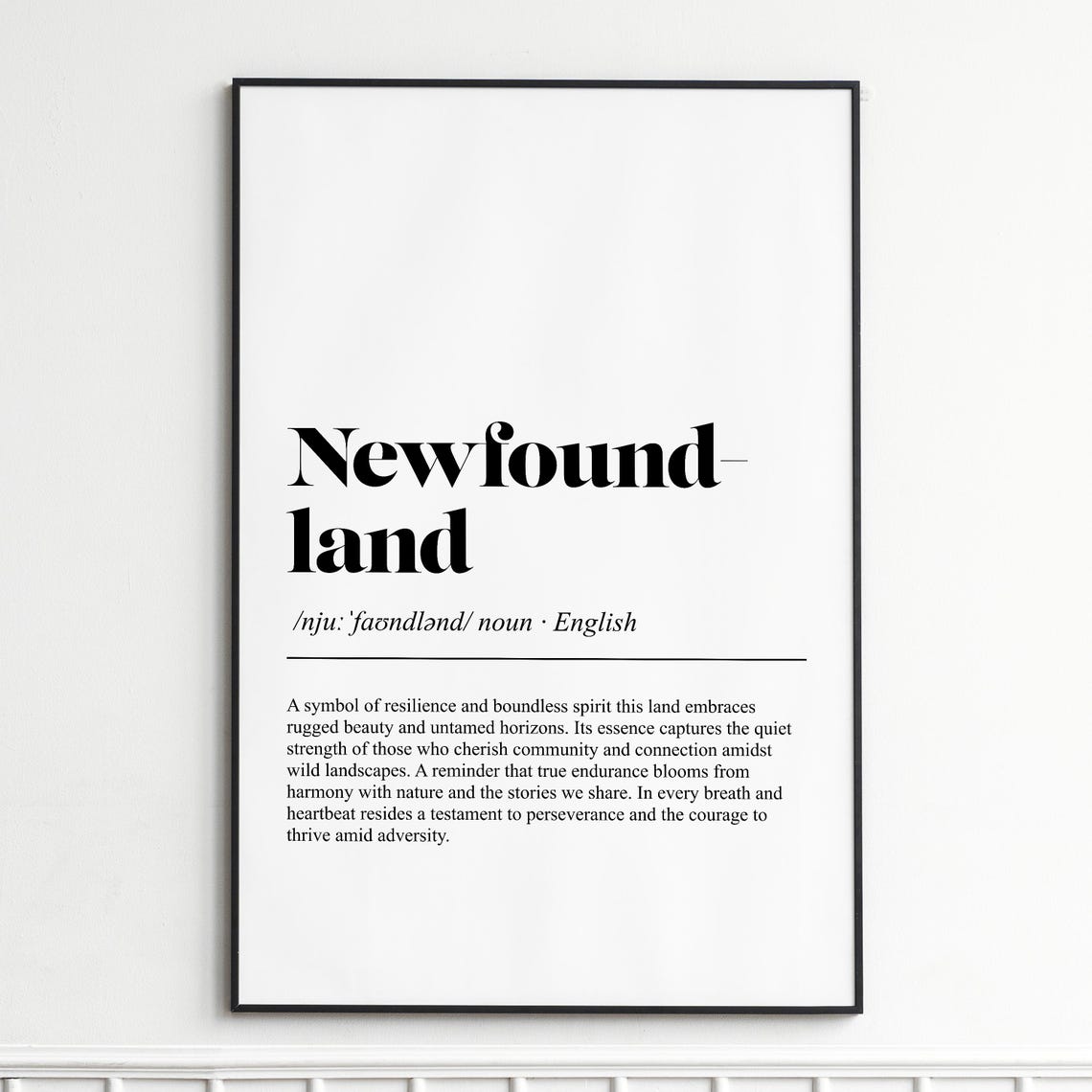 Newfoundland Art Print Inspirational Word Definition Wall Modern Minimalist Decor Gift For Animal Lovers