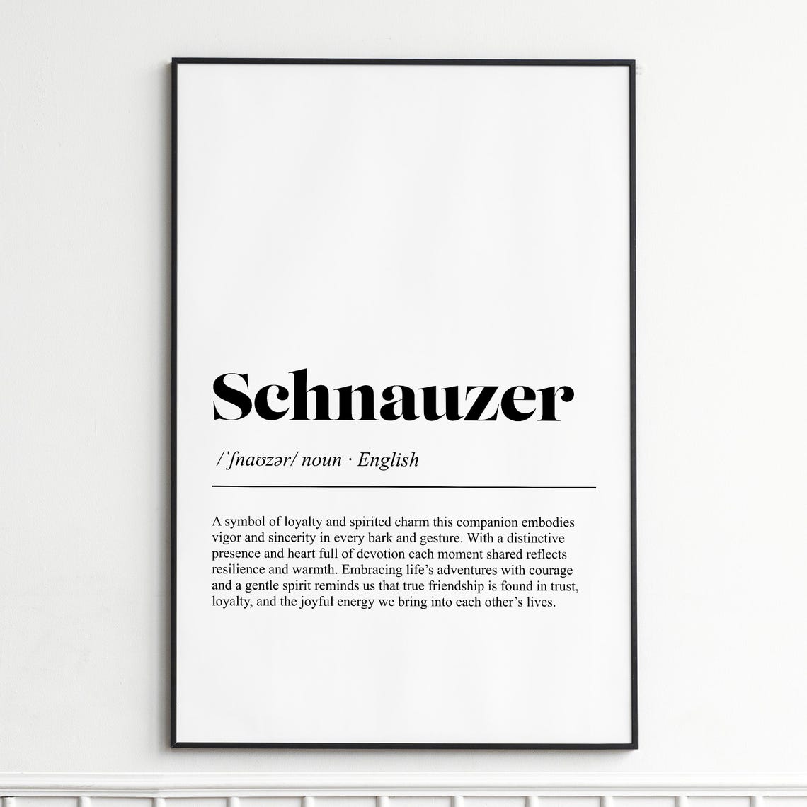 Schnauzer Definition Poster Modern Dictionary Style Typography