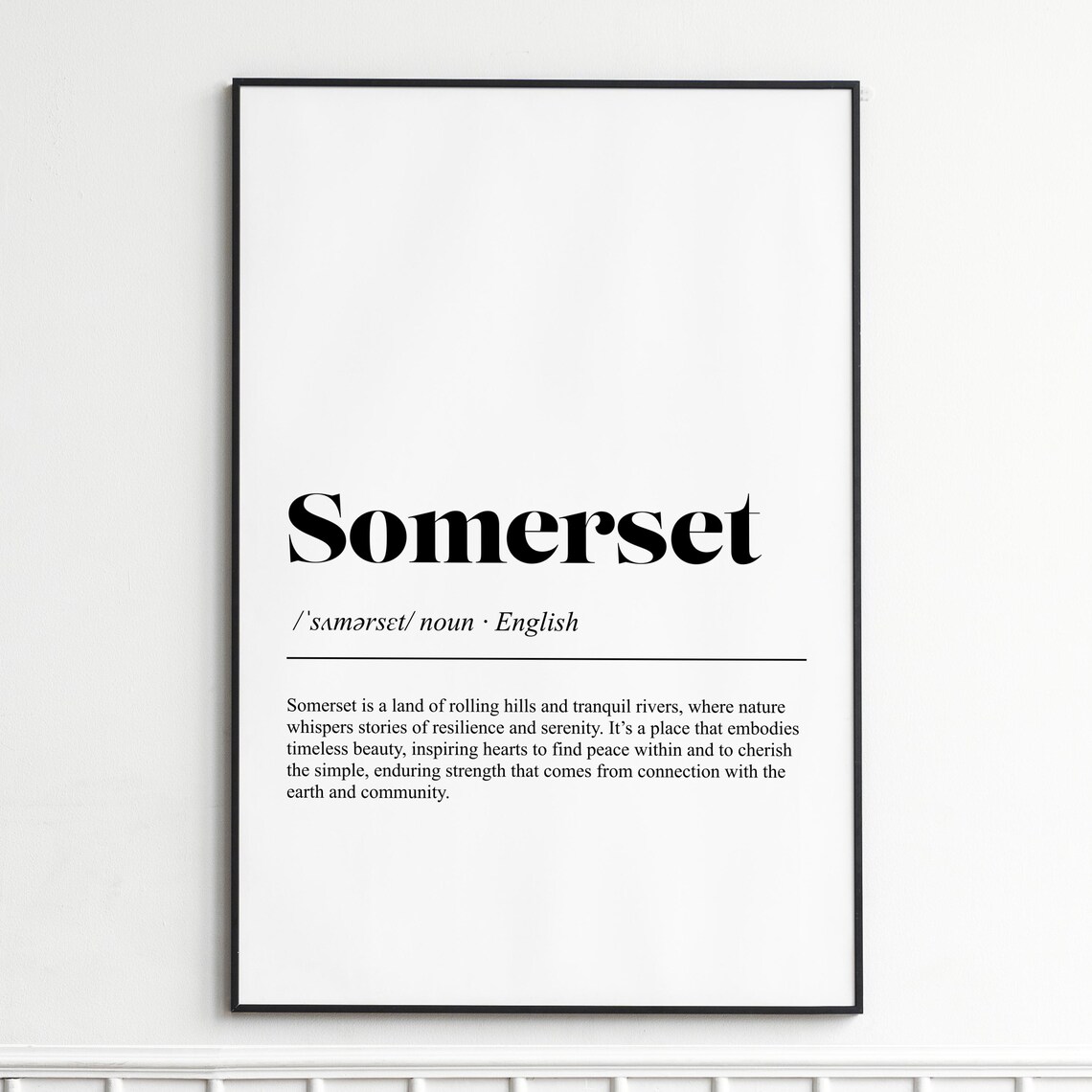 Somerset Word Definition Dictionary Style Tranquil Art Poster