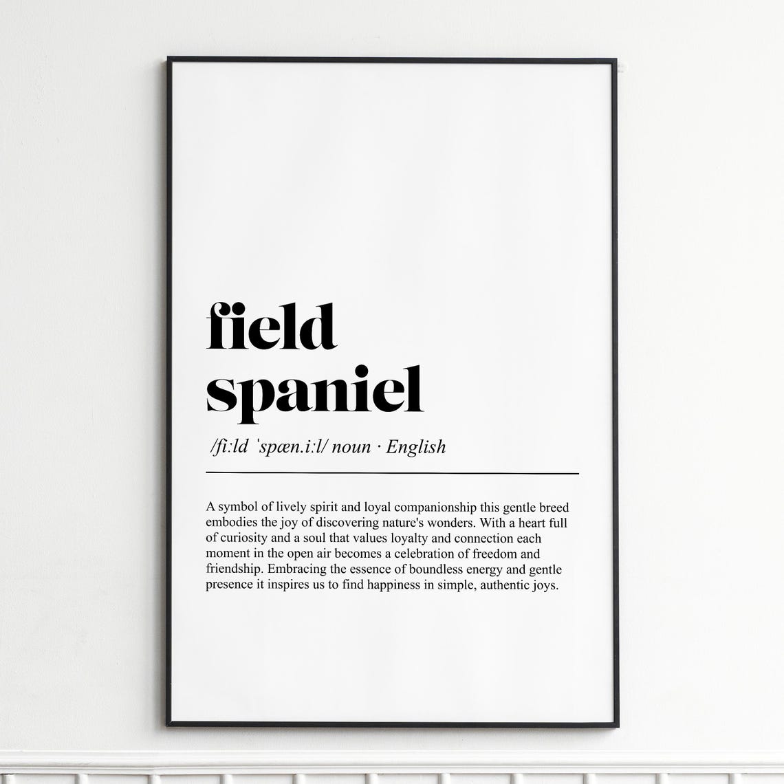Field Spaniel Dog Breed Definition Elegant Typography Poster