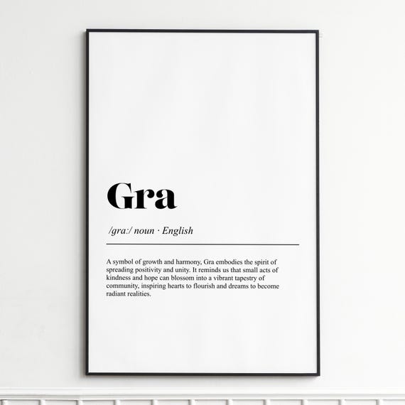 Gra Art Print Inspirational Word Definition Wall Modern Minimalist Decor Stylish Gift Or Poster