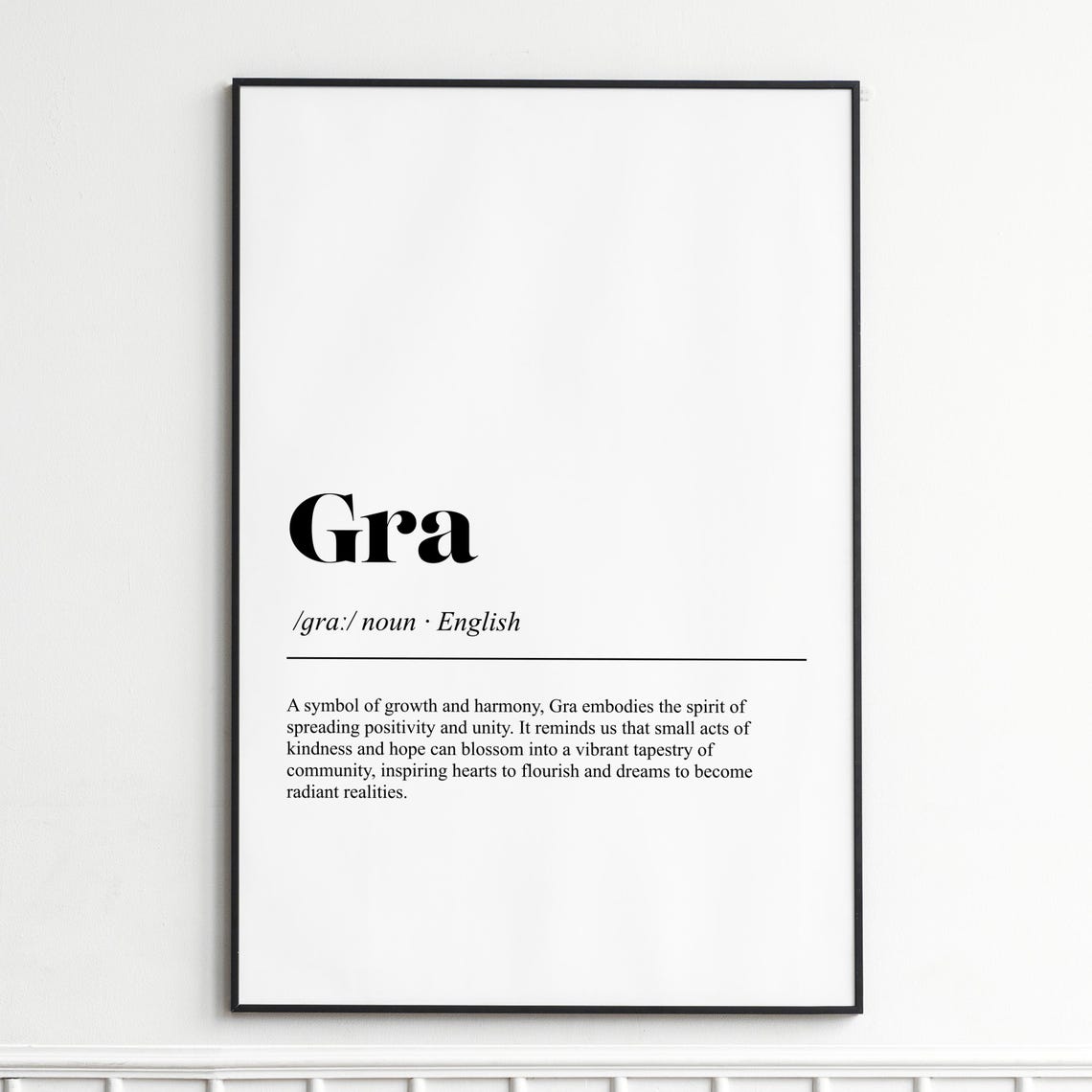 Gra Art Print Inspirational Word Definition Wall Modern Minimalist Decor Stylish Gift Or Poster