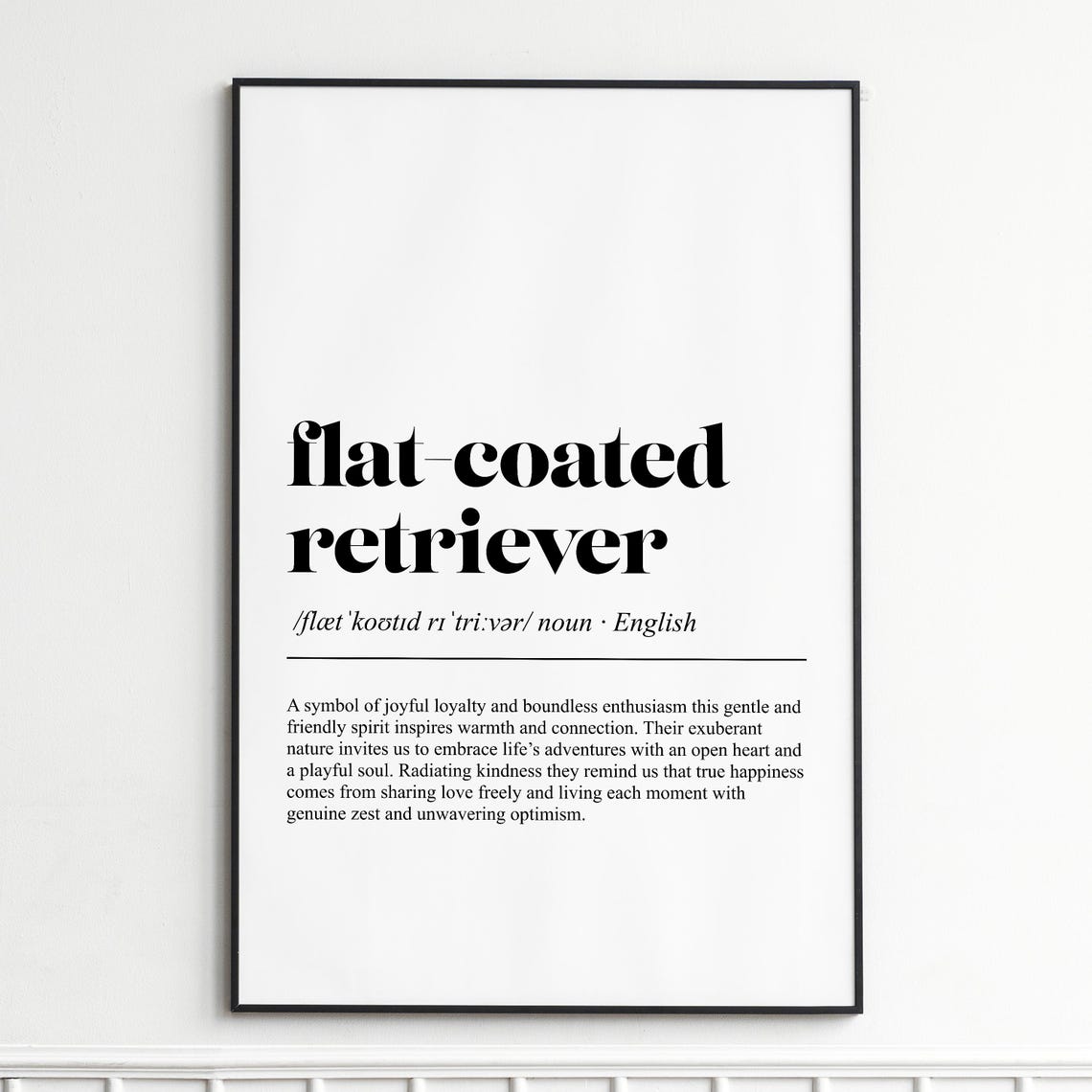 Flat Coated Retriever Definition Dictionary Typography Dog Poster