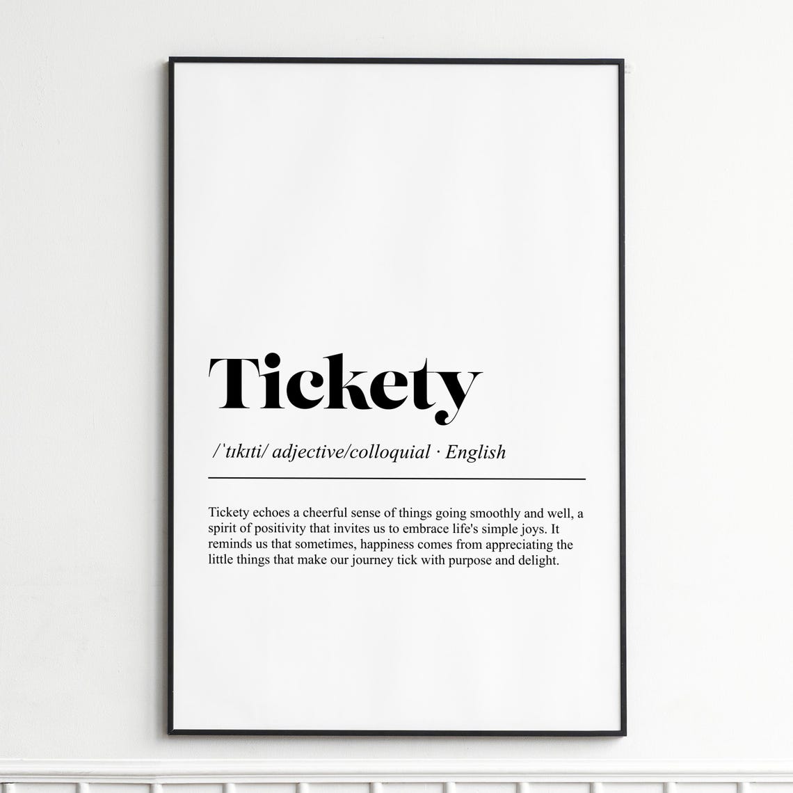 Tickety Definition Poster Cheerful Dictionary Typography Quote Art
