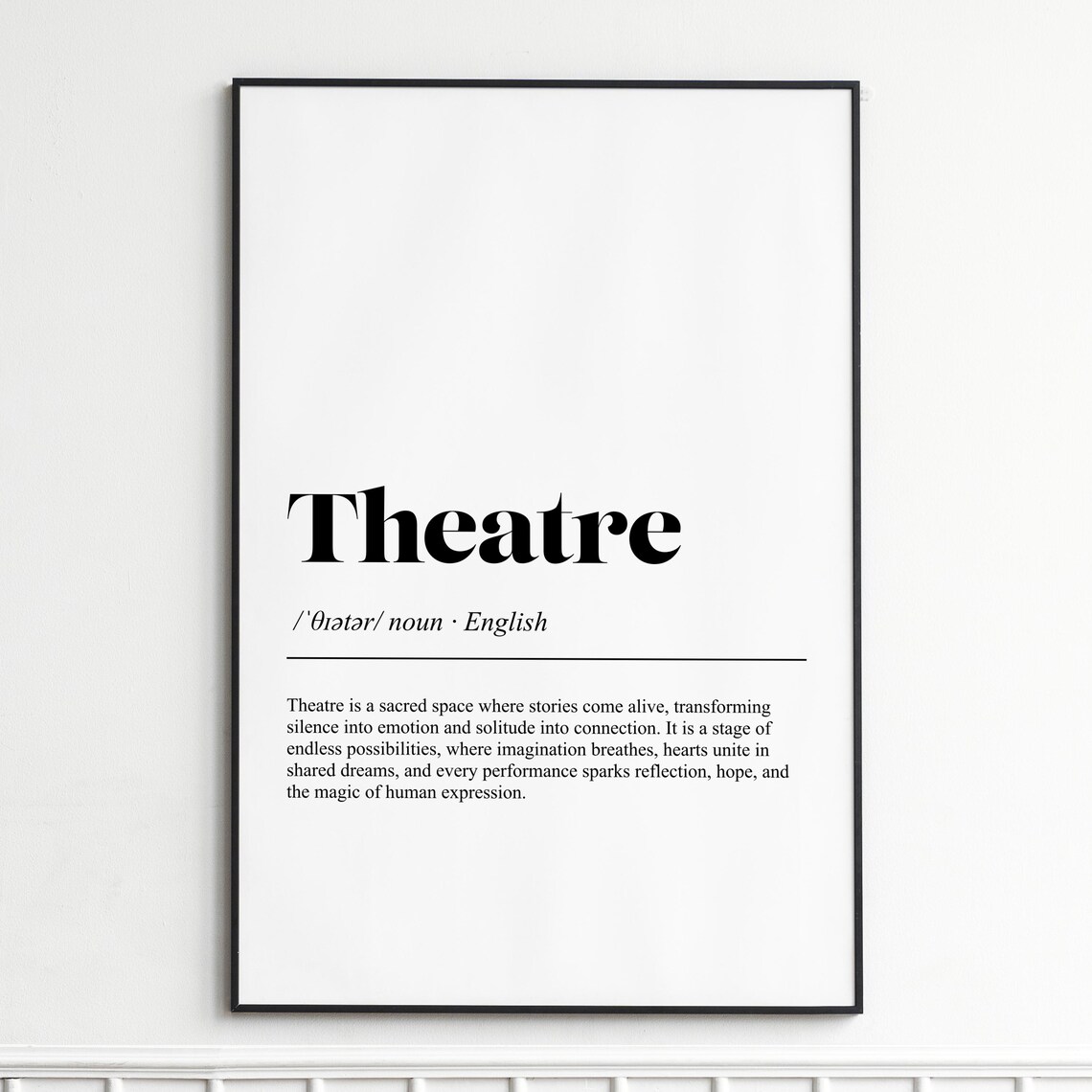 Theatre Stage Stories Definition Typography Dictionary Wall Poster