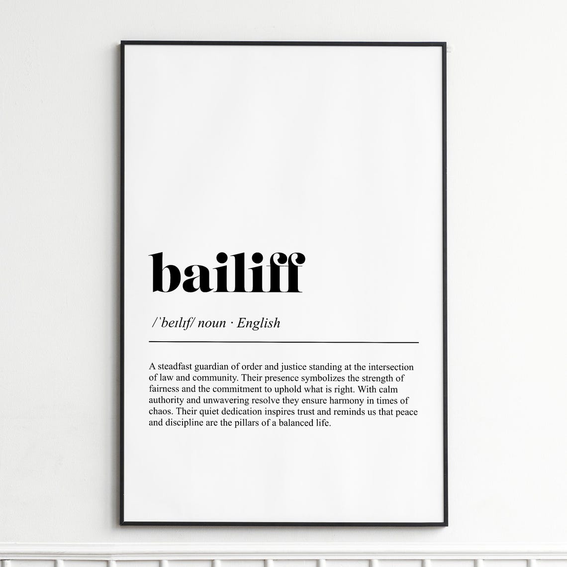 Bailiff Definition Poster Dictionary Typography Career Wall Decor