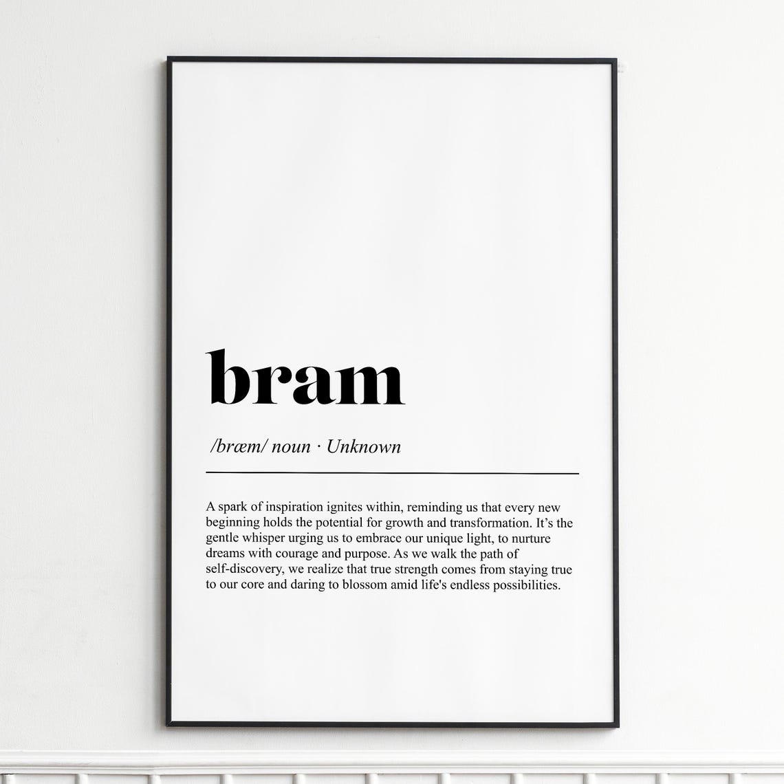 Bram Definition Print Inspirational Dictionary Wall Art Modern Typography Poster Home Decor