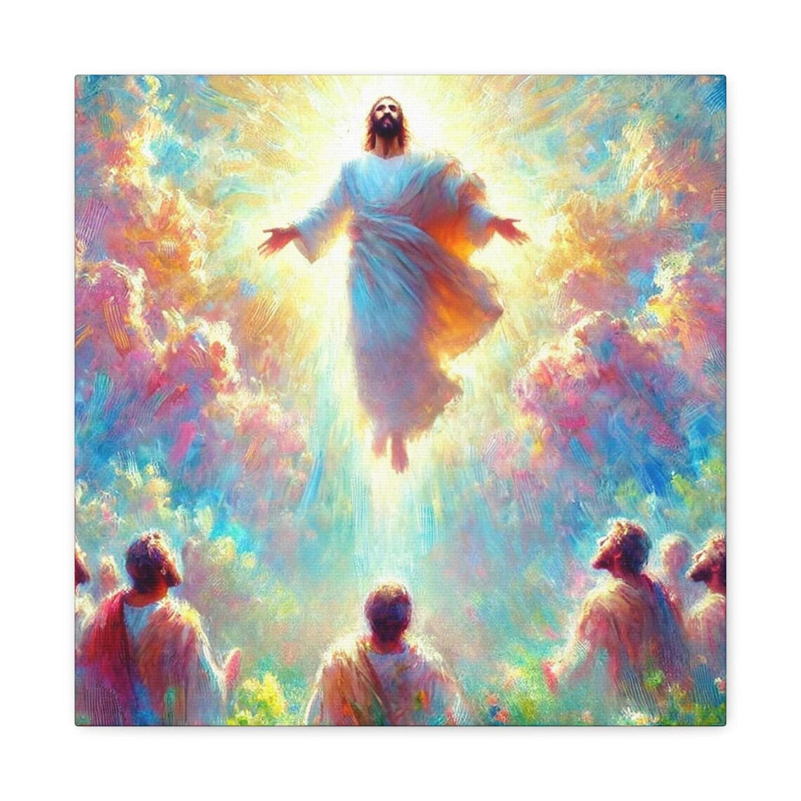 Jesus's Ascension Religious Matte Stretched Wall Art