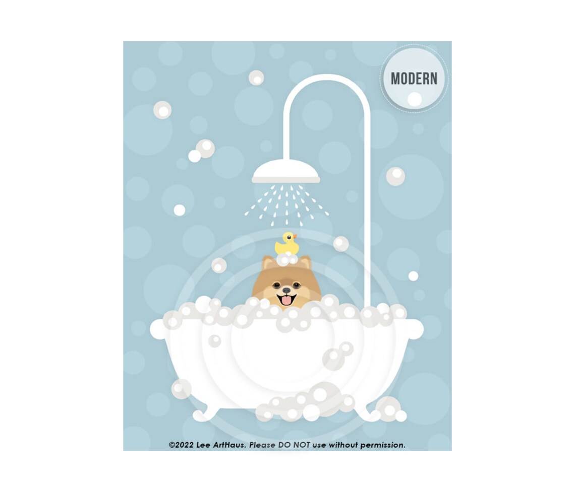 333dp Dog Lover Gifts Pomeranian Dog In Bubble Bath Wall Art Pomeranian Decor Dog Art Prints Dog Drawing Pomeranian Puppy Print