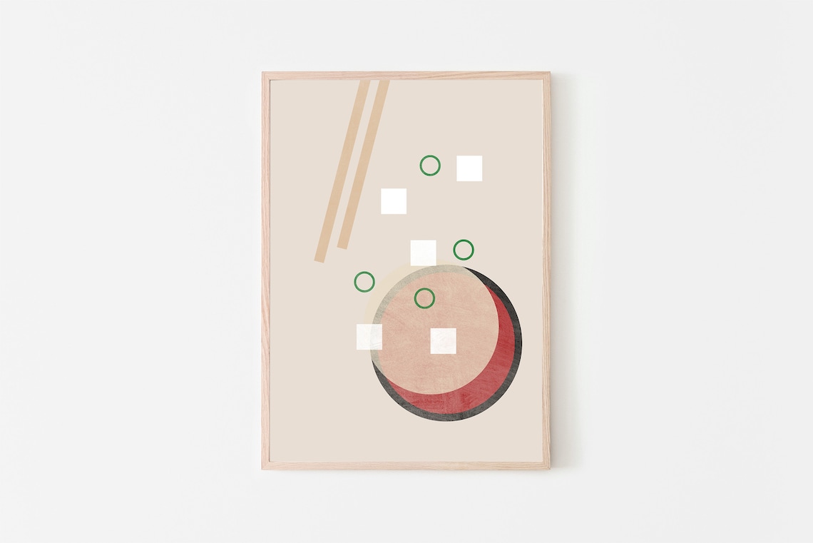Miso Soup Modern Giclee Print, Japanese Food Decor