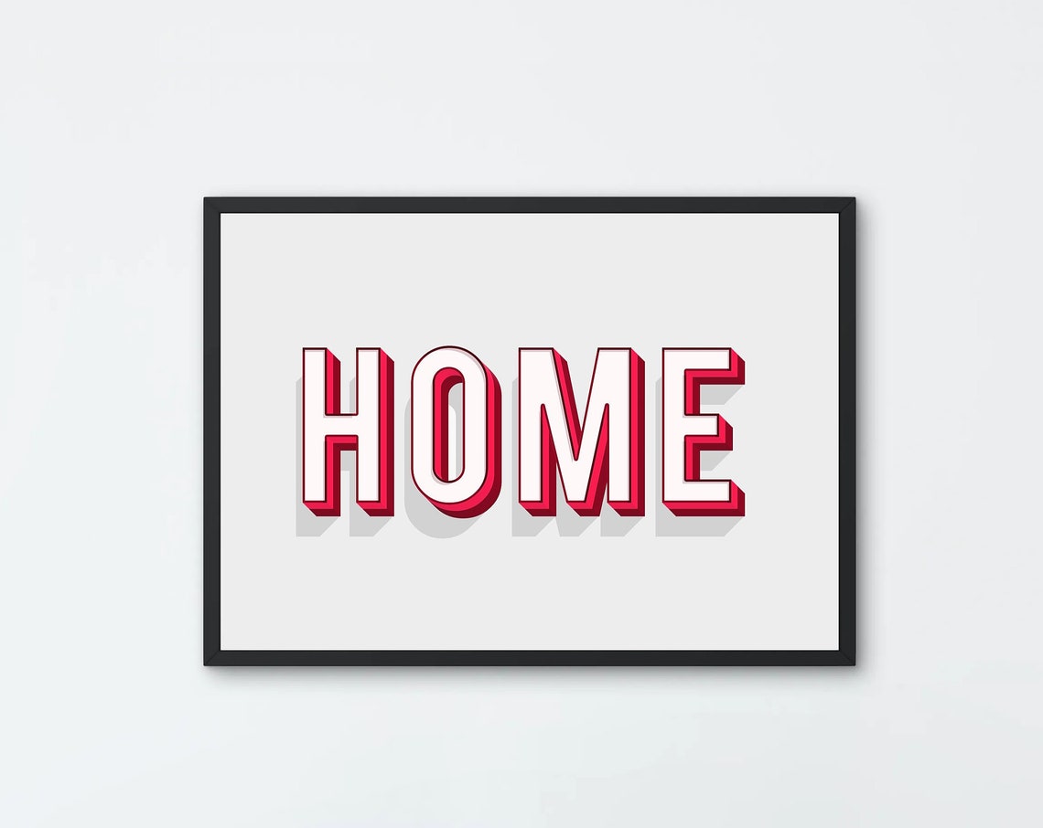 Red And White 3D Block Letters Home Typography Wall Decor Poster - Image 4