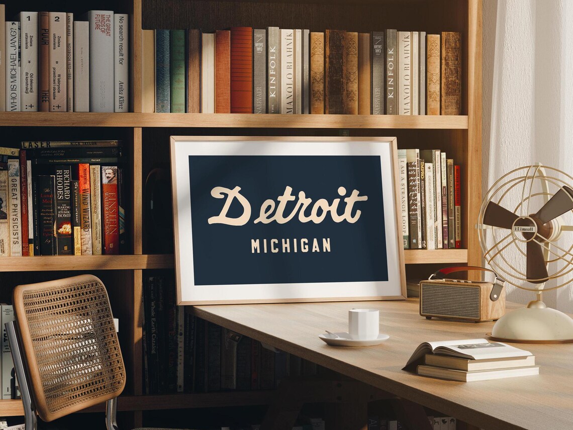 Retro Detroit Michigan Art Print, City Wall Decor - Image 2