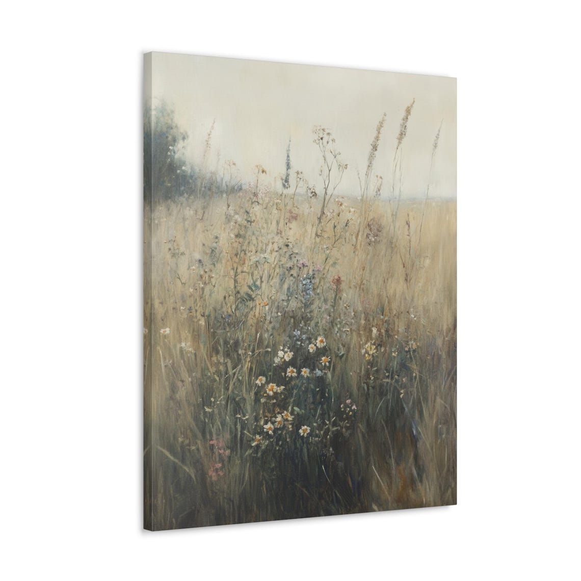 Misty Wildflower Meadow Tall Grass Vintage Countryside Field Poster - Image 4