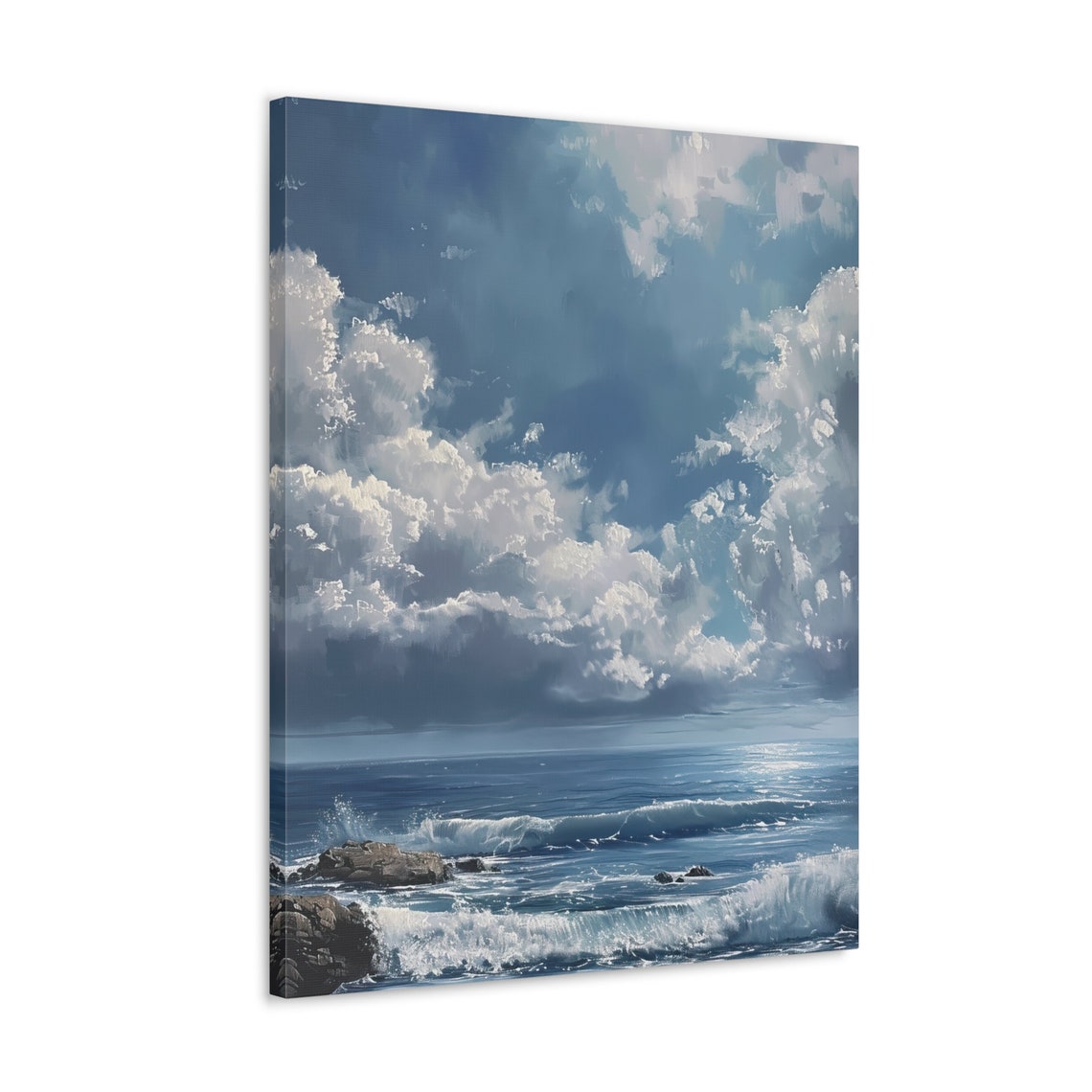 Ocean Waves Under Dramatic Cloudscape with Rocky Coast Poster - Image 4