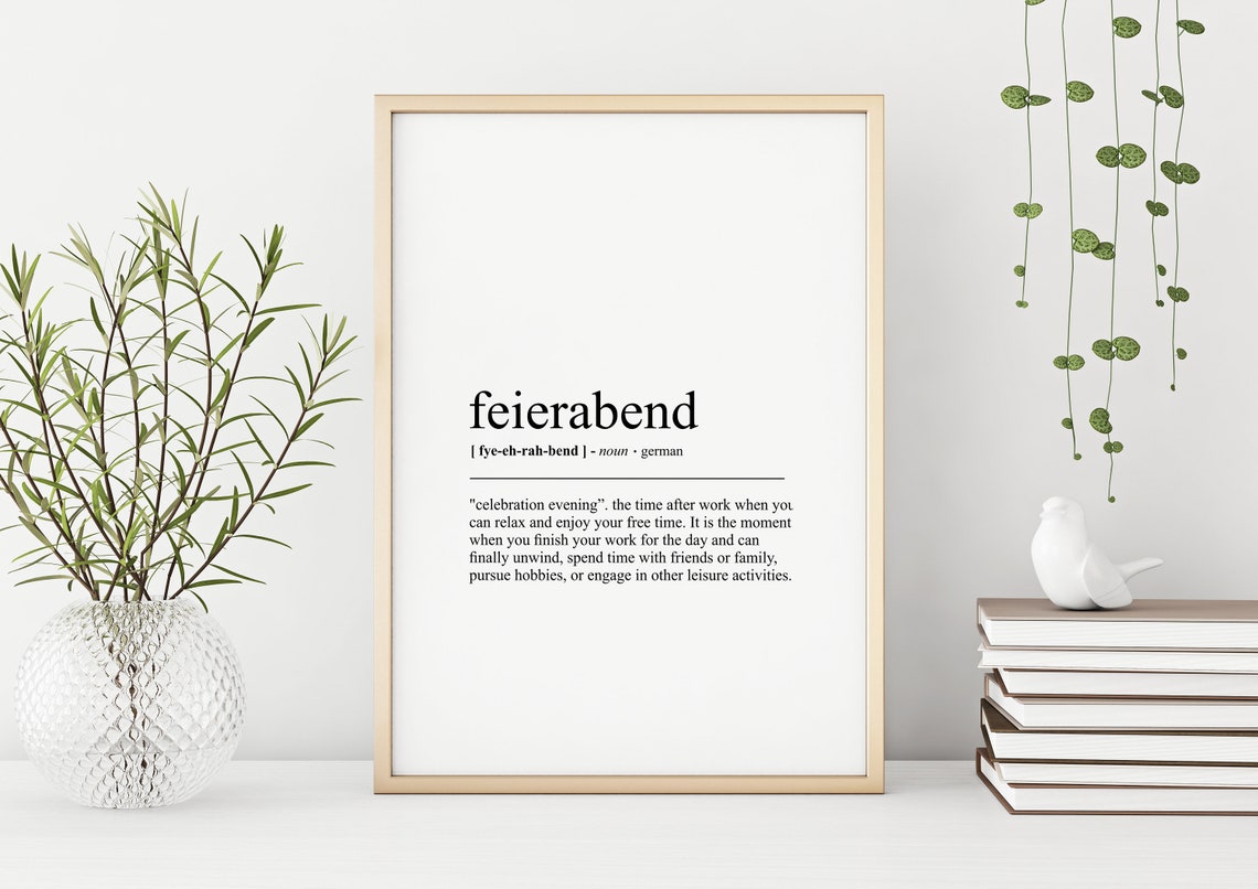 Feierabend German Word Definition Minimalist Dictionary Poster - Image 3