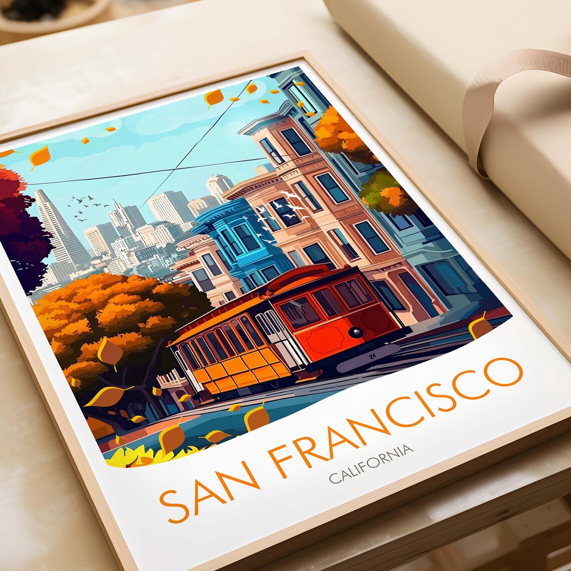 San Francisco California Cable Car Hills Autumn Street Travel Poster - Image 3