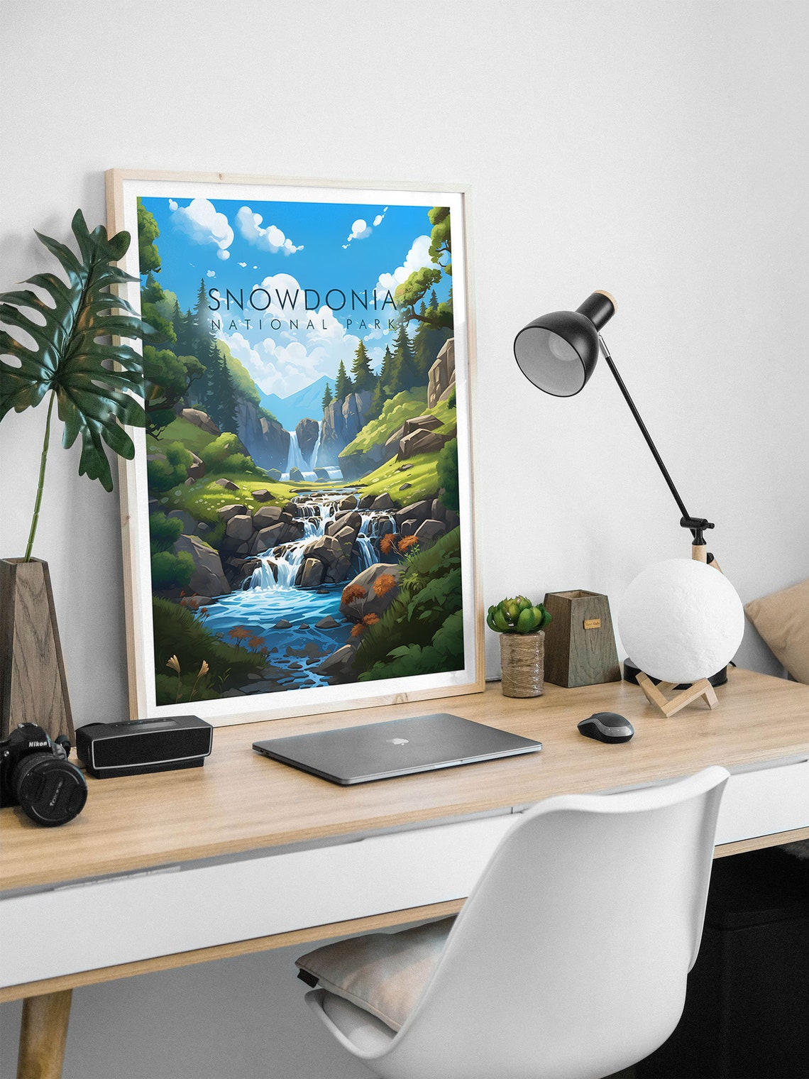 Snowdonia National Park Mountain Waterfall Stream Scene Poster - Image 2
