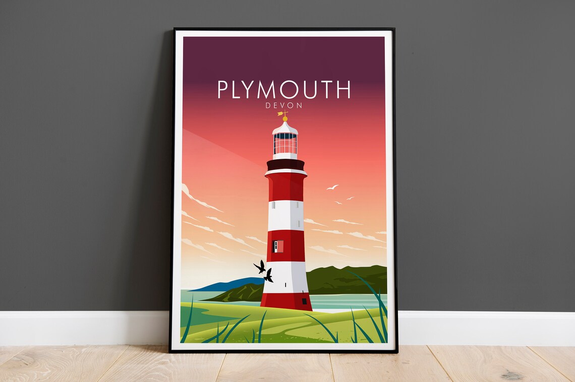 Plymouth Smeaton's Tower Travel Poster