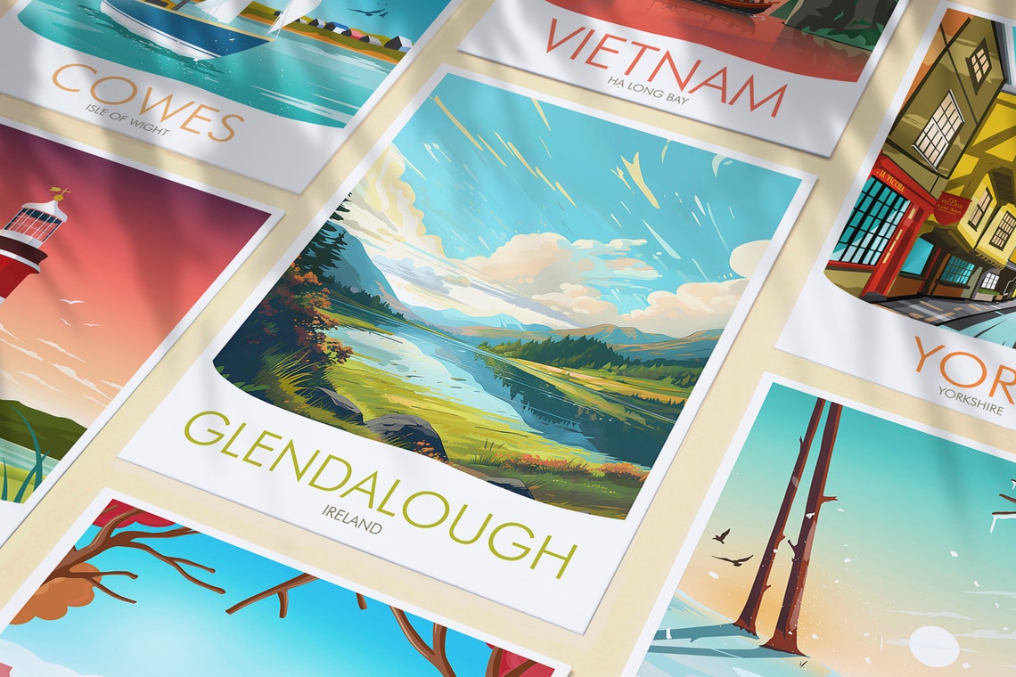 Glendalough Ireland Peaceful Valley Lake Mountain Landscape Poster - Image 3