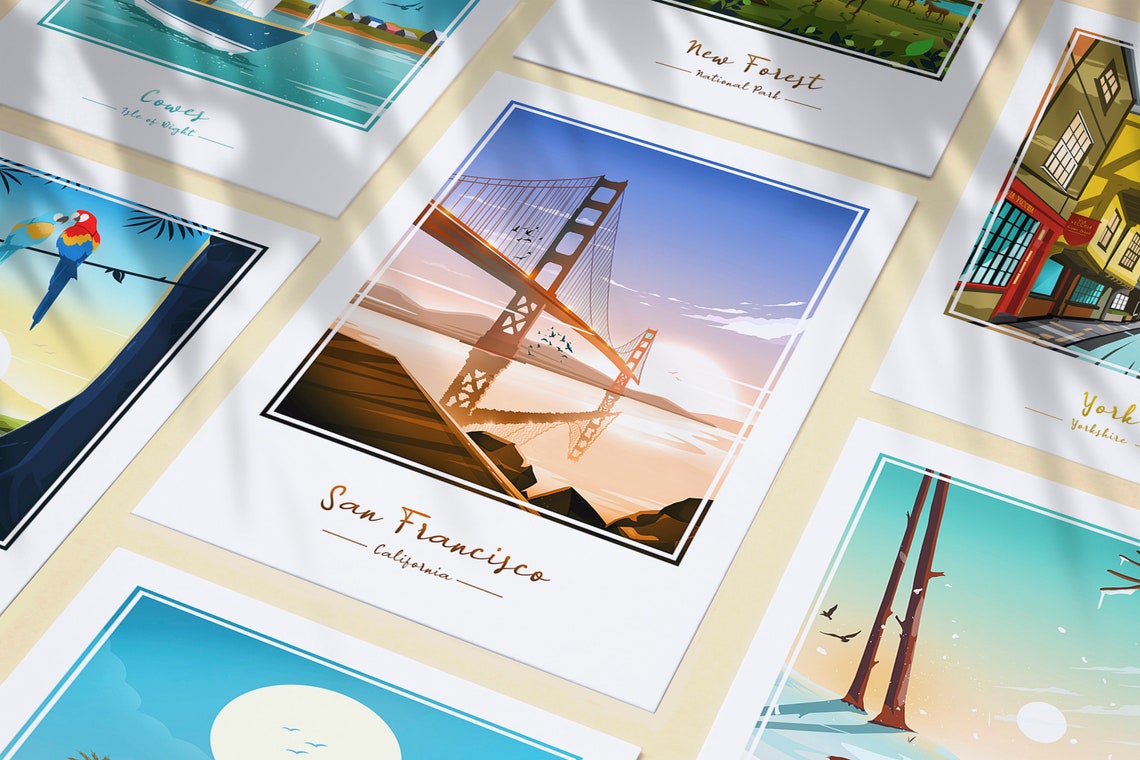 San Francisco California Golden Gate Bridge Bay Sunset View Poster - Image 3