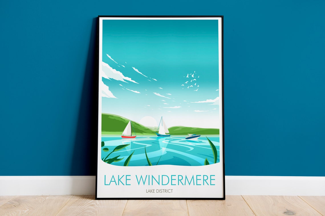 Lake Windermere Lake District Sailing Boats Summer Lake Poster
