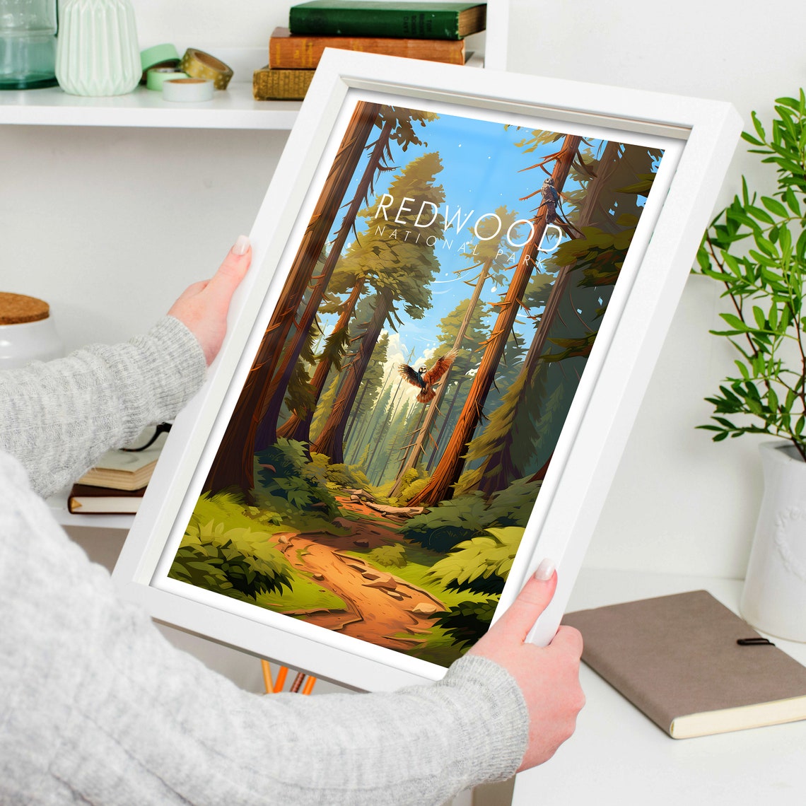 Redwood National Park Towering Giant Trees Forest Trail Nature Poster - Image 4