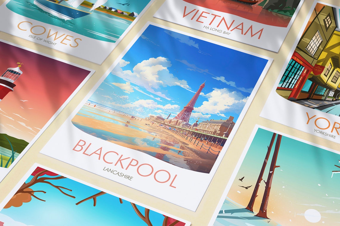 Blackpool Lancashire Tower Beach Promenade Holiday Fun Poster - Image 3