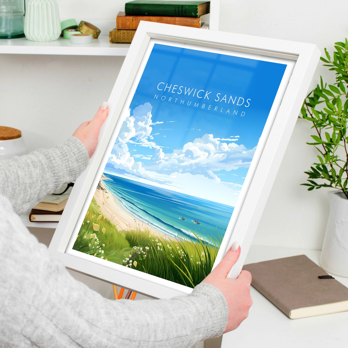 Cheswick Sands Northumberland Sandy Beach Seascape Travel Poster - Image 4