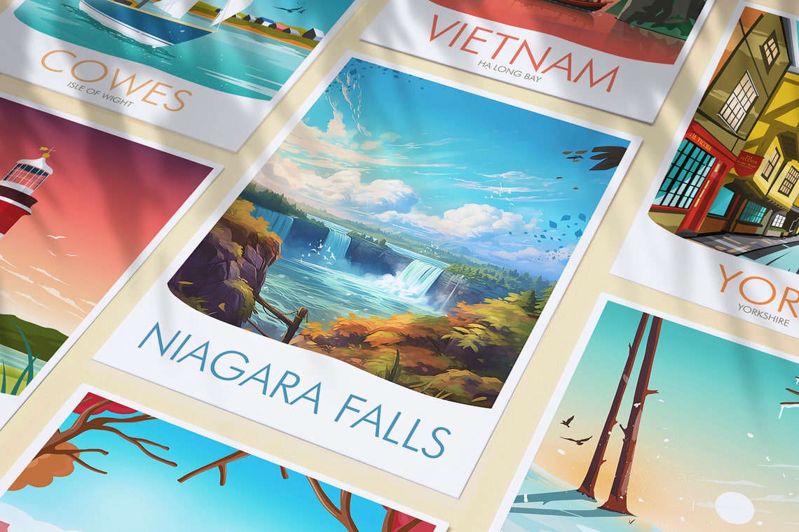 Niagara Falls Horseshoe Falls Autumn Gorge Wonder View Poster - Image 3