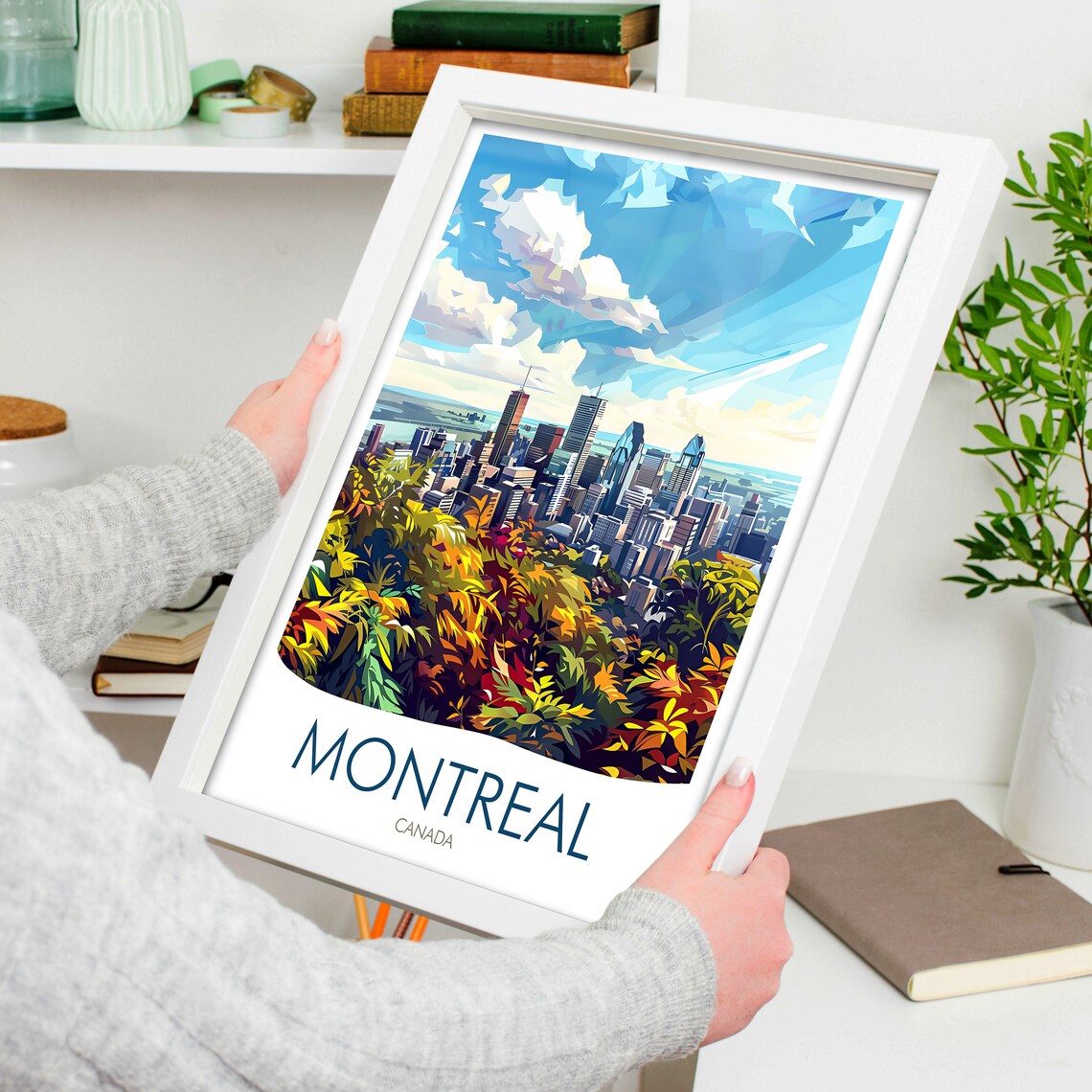 Montreal Canada Skyline Mount Royal Autumn Colors City Art Poster - Image 4