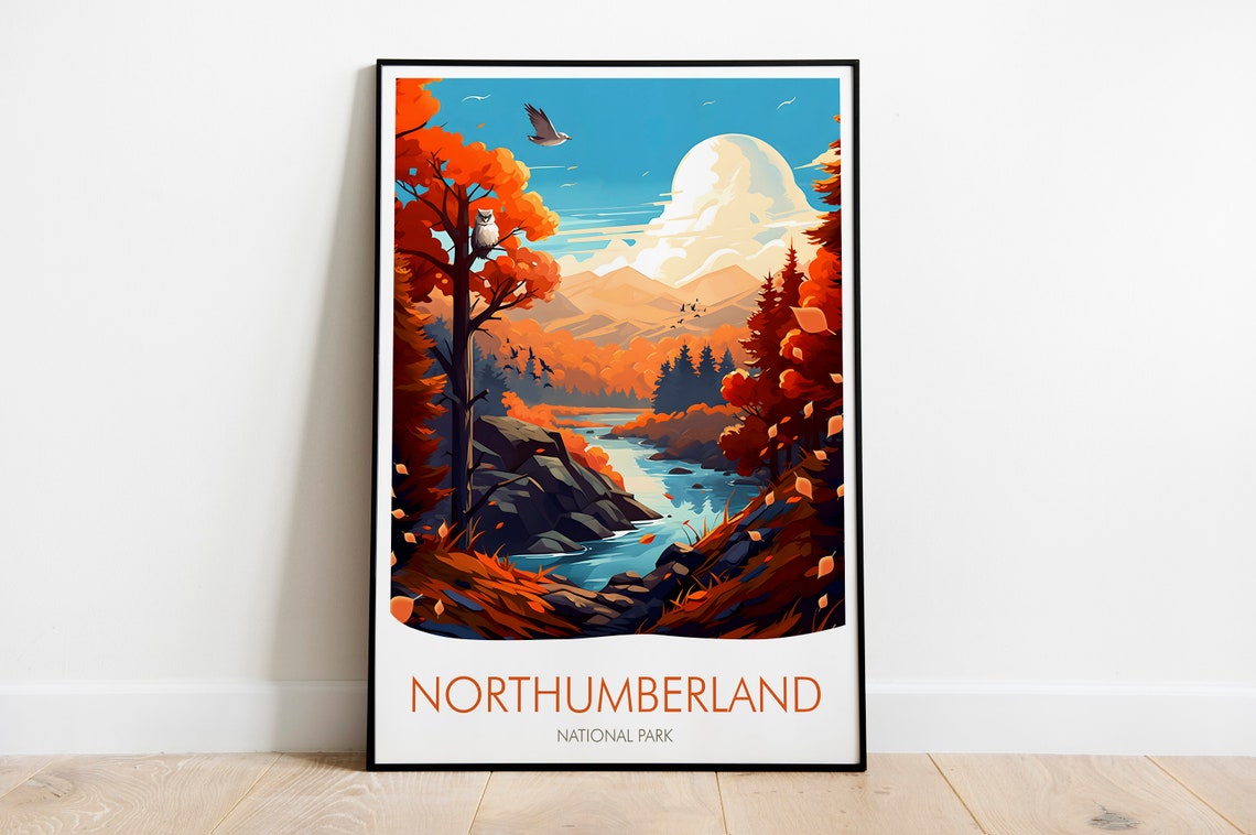 Northumberland National Park Autumn River Valley Scene Poster - Image 2