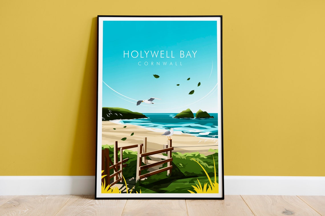 Holywell Bay Cornwall England Dune Gate Beach Twin Islands Poster