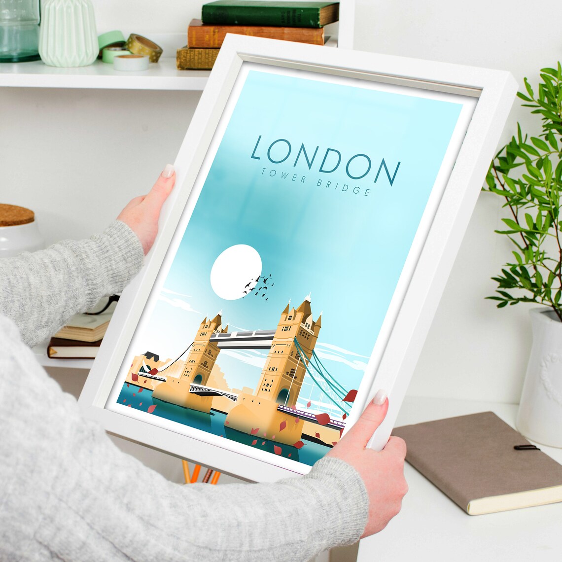London Tower Bridge Travel Poster, City Landmark - Image 4