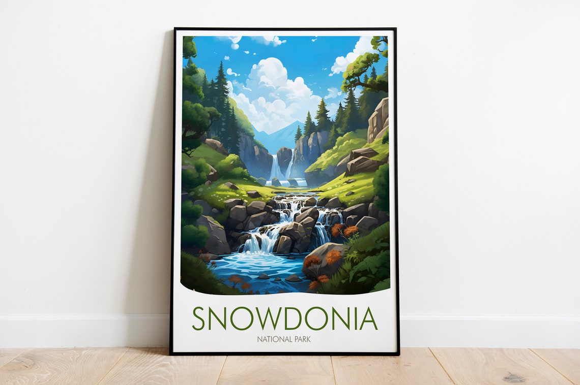 Snowdonia Wales Cascading Mountain Stream Scenic Nature Poster - Image 2
