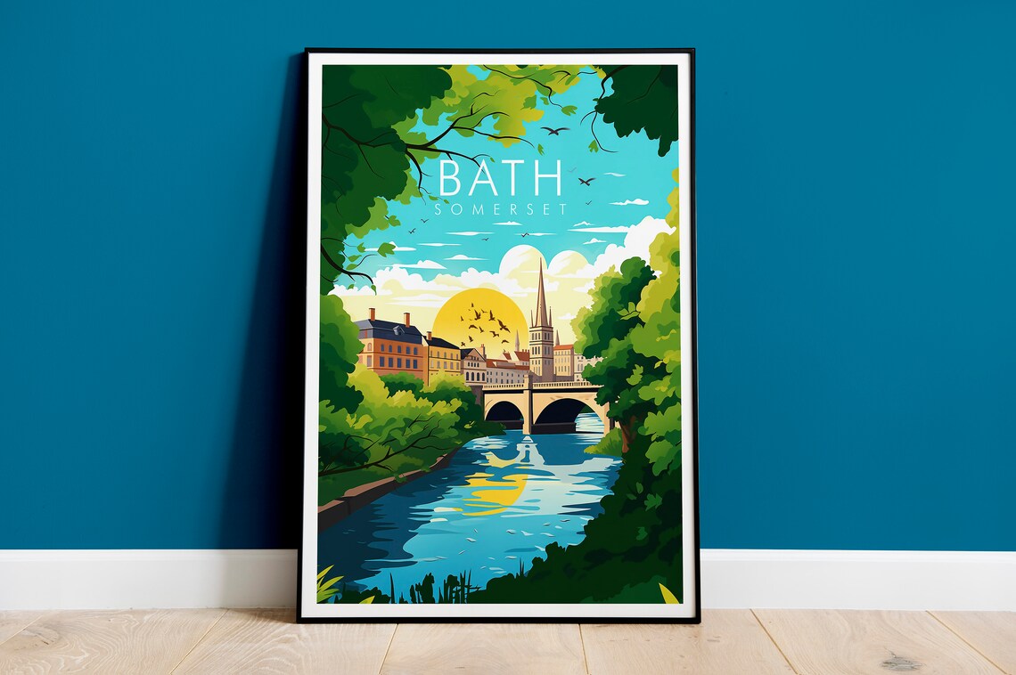 Bath Somerset Travel Poster, Bath UK View