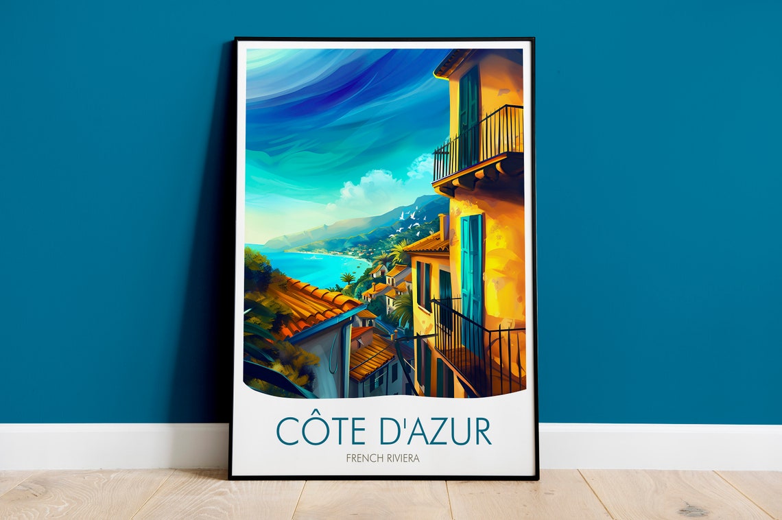 French Riviera Cote d Azur Coastal Village View Scene Poster