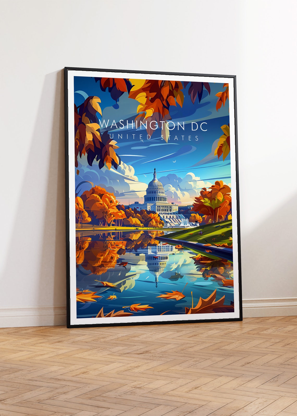 Washington DC Capitol Dome Reflecting Pool Autumn Colors Poster - Image 2