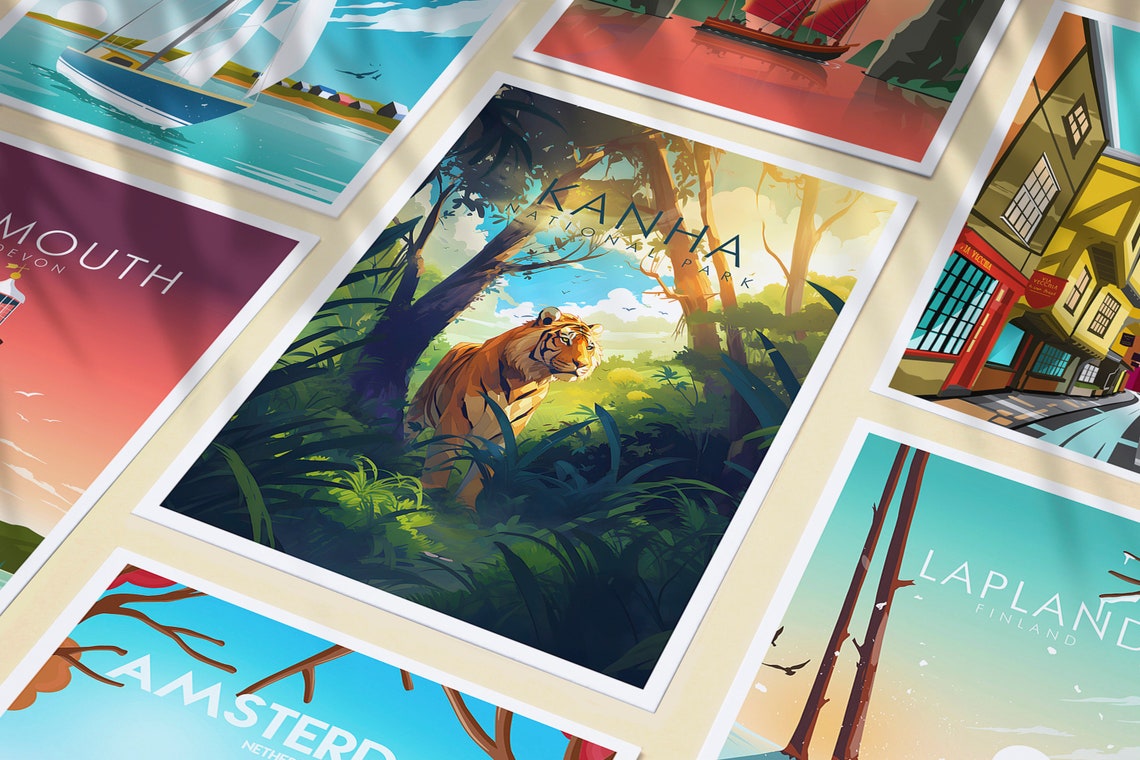 Kanha National Park Tiger Jungle India Wildlife Big Cat Art Poster - Image 3