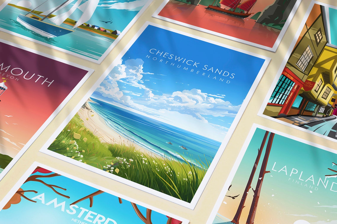 Cheswick Sands Northumberland Sandy Beach Seascape Travel Poster - Image 3
