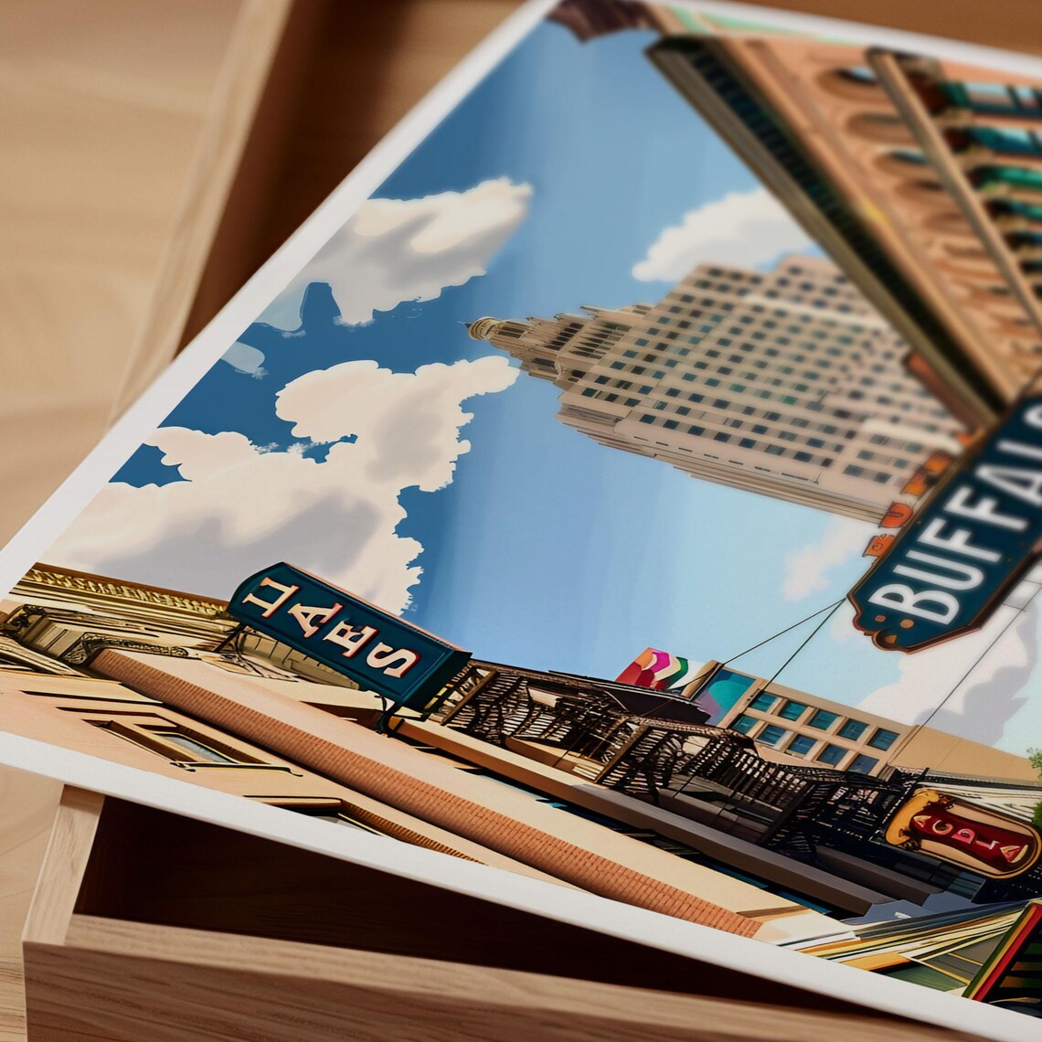 Buffalo New York Downtown Street Theatre District Cityscape Poster - Image 3