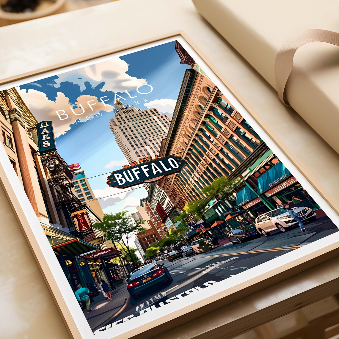 Buffalo New York Downtown Theatre District Street Scene City Poster - Image 4