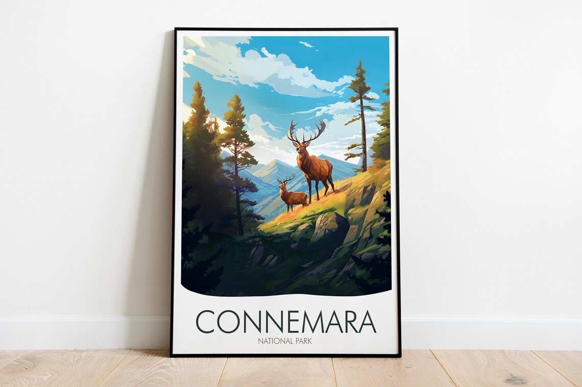 Connemara National Park Ireland Deer Hills Vintage Nature Poster - Image 2