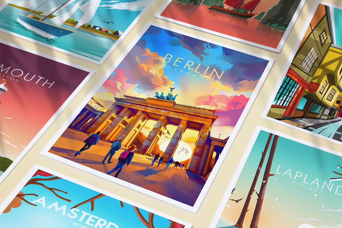Berlin Germany Brandenburg Gate Sunset Landmark City Art Poster - Image 3