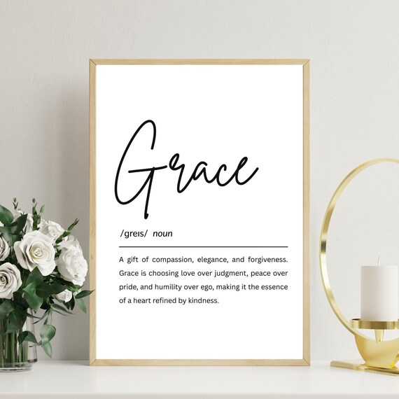 Grace Definition Wall Art Inspirational Typography Poster Gift For Friends Teachers Or Loved Ones Home Office Decor
