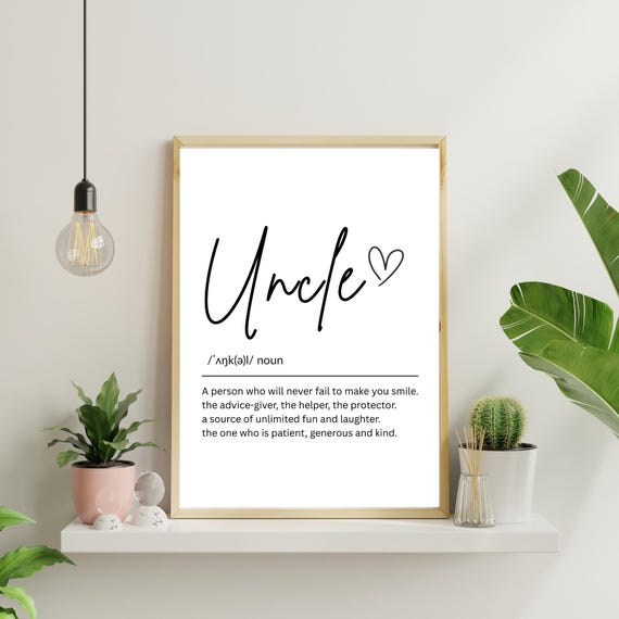 Uncle Definition Wall Art Gift For From Nephew To Be Birthday Him Instant