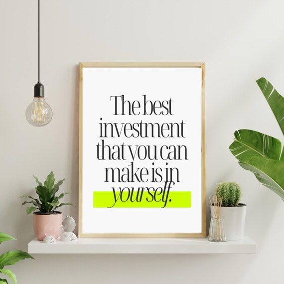 Invest In Yourself Wall Art Motivational Quote Poster Self Growth Home Or Office Decor Typography Print
