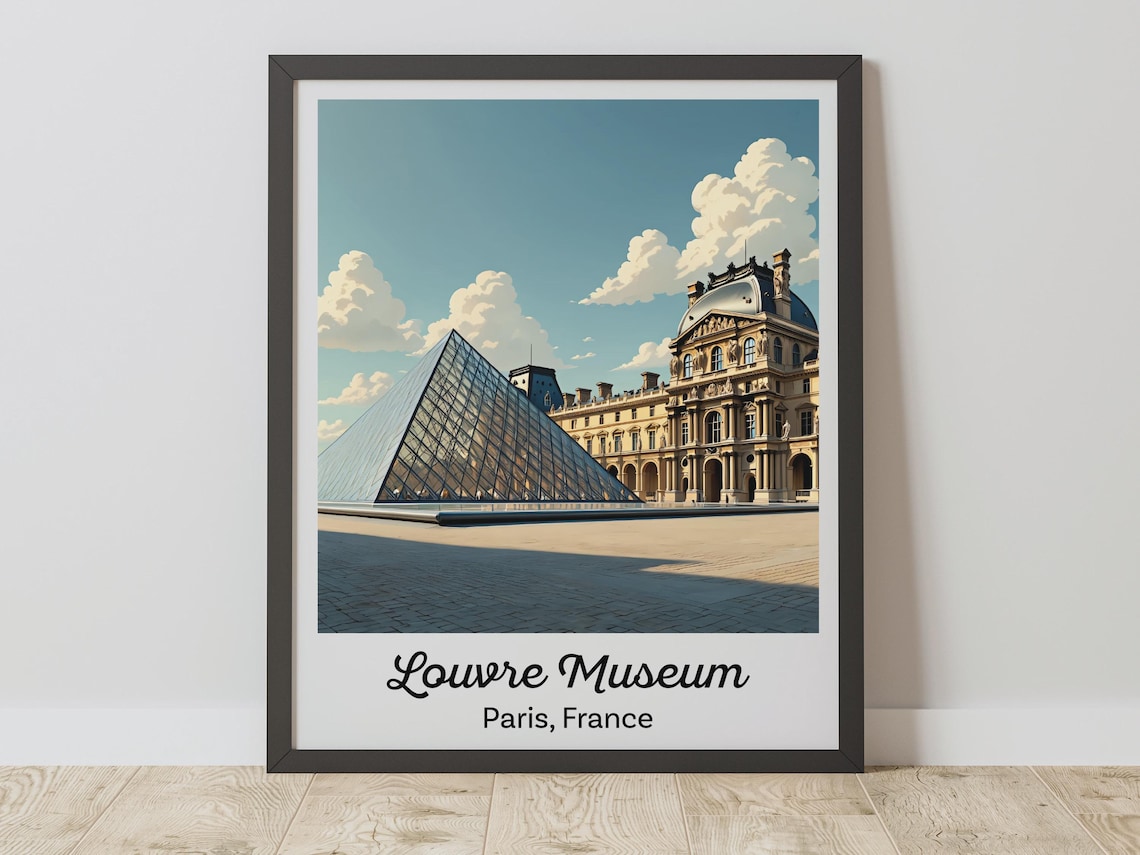 Louvre Museum Vintage Travel Poster, Paris