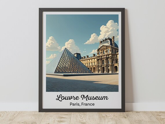 Louvre Museum Vintage Travel Poster, Paris