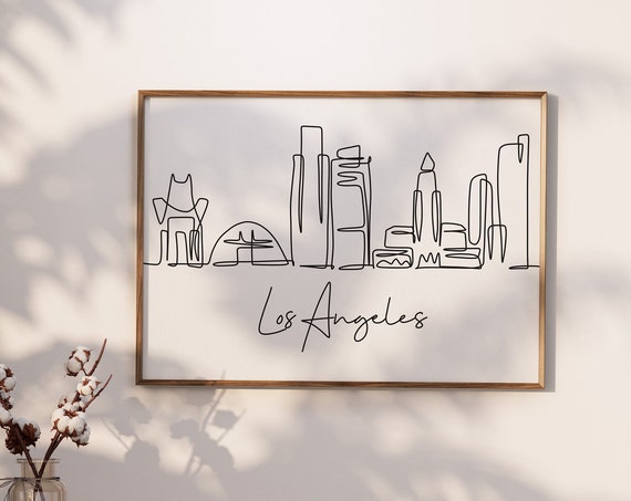 Los Angeles Skyline Horizontal Wall Art Skyline Home Decor Instant Usa City Art Travel Wall Art