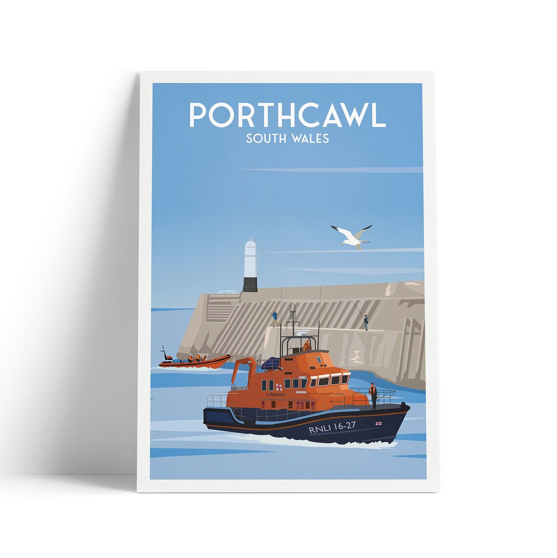 Porthcawl Lighthouse Travel Poster, South Wales